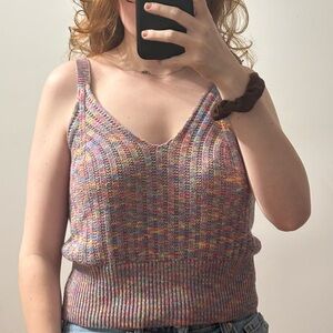 Streetwear Society Pink and Blue Ribbed Crop Tank Top